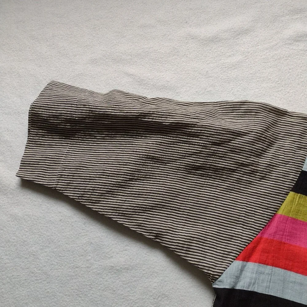Alembika Mixed Striped Relaxed Fit Blouse S Linen Cotton Blend Vibrant Top - Picture 6 of 11